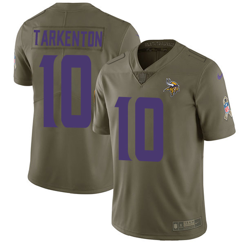 Nike Vikings #10 Fran Tarkenton Olive Men's Stitched NFL Limited Salute to Service Jersey
